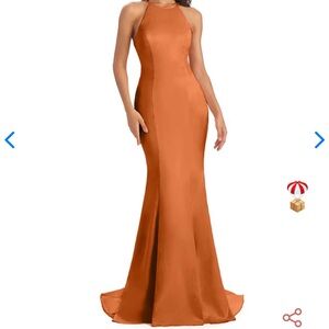 Long Mermaid Bridesmaid Dress Orange